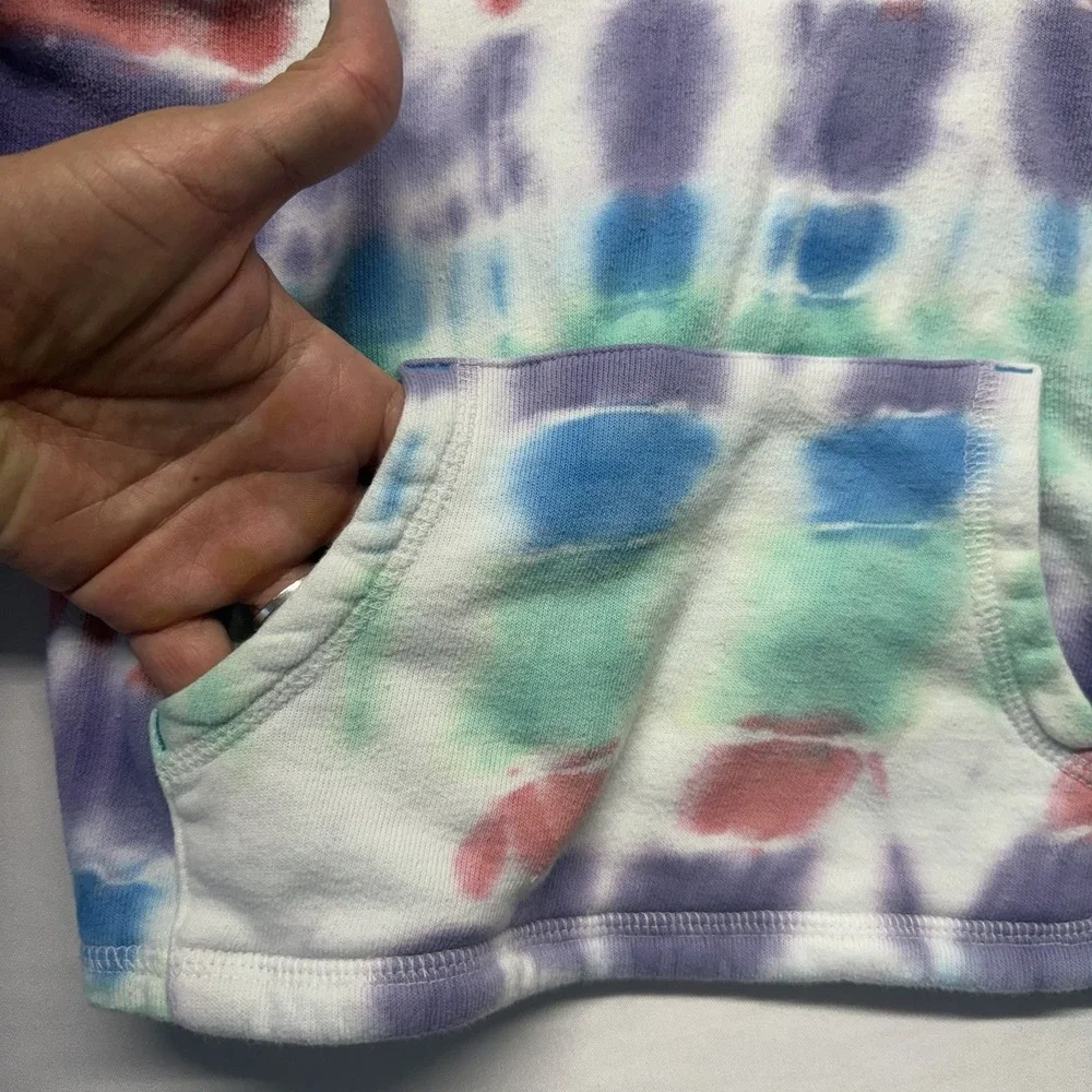 Hatley Girls Seaside Tie‎ Dye Hoodie Size 10 Heart Patch Fleece Pullover